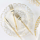 Gold Glitter Plastic Cutlery Set with plates