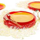 Gold Glitter Plastic Cutlery Set with plates