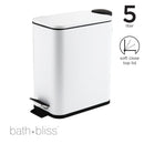 5l Slim Waste Bin Pedal White