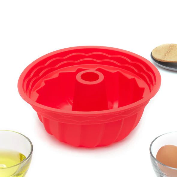 Home Basics Red Silicone Bakeware Fluted Baking Pan