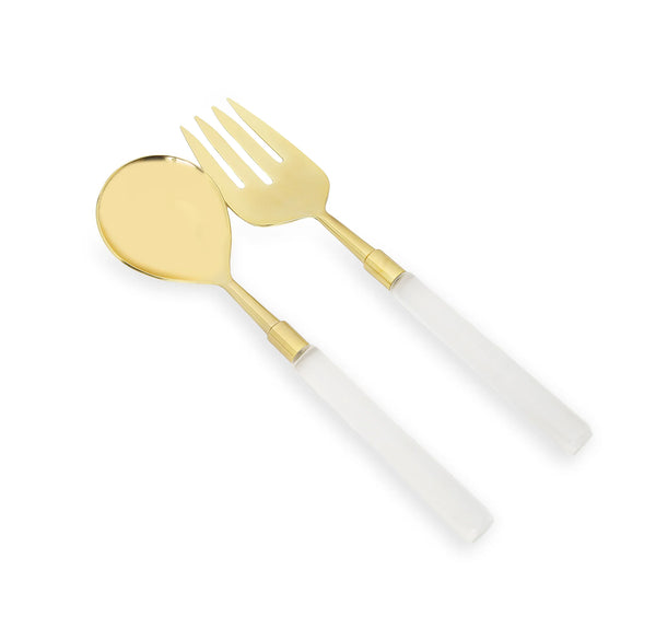 Classic Touch Gold Salad Severs with Acrylic Handles