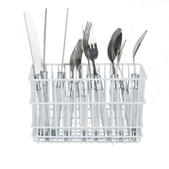 Home Basics Hanging Vinyl Coated Steel Utensil Holder, White