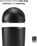 Umbra 086711-040 Grand Swing Top Garbage Large Capacity 10 Gallon Kitchen Trash Can with Lid, Indoor/Outdoor Use, Black