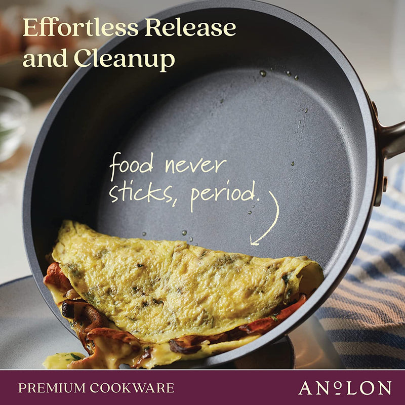 Anolon Accolade Hard Anodized Nonstick Fry Pan Skillet Set, 10 Inch and 12 Inch, Gray