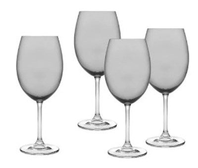 Four Smoked Glass 20oz Red Wine Goblets