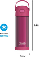 THERMOS FUNTAINER 16 Ounce Stainless Steel Vacuum Insulated Bottle with Wide Spout Lid, Rosewoood