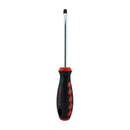 Sheffield flathead screwdriver with a black and red ergonomic rubber grip handle and a chrome-plated steel shaft.