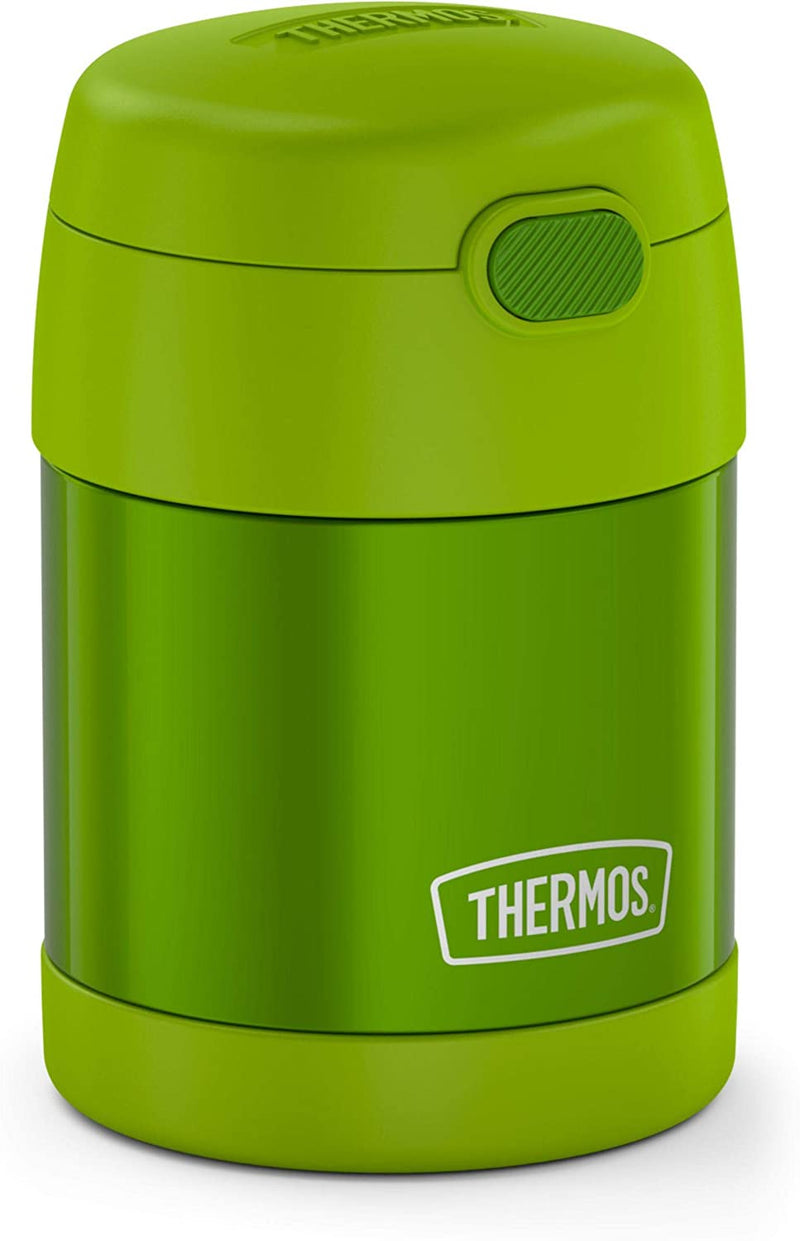 THERMOS FUNTAINER 10 Ounce Stainless Steel Vacuum Insulated Kids Food Jar with Folding Spoon, Lime