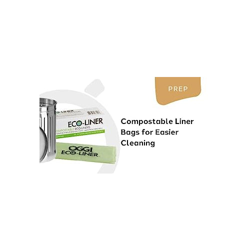 OGGI Eco-Liner Compostable Liners- Box of 40 Liners for Countertop Compost Bin with Lid, 6-Liter Compostable Bags