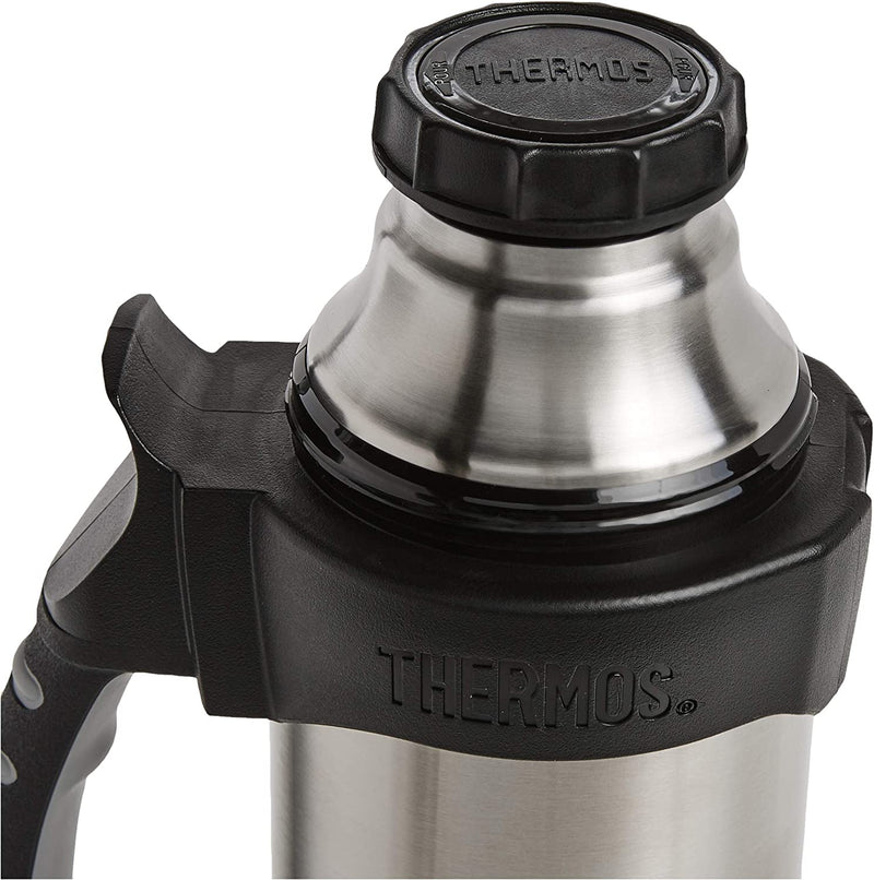 Thermos The Rock Vacuum Insulated 1 Liter Beverage Bottle, stainless steel/black, 1.1 quart (2510TRI2)