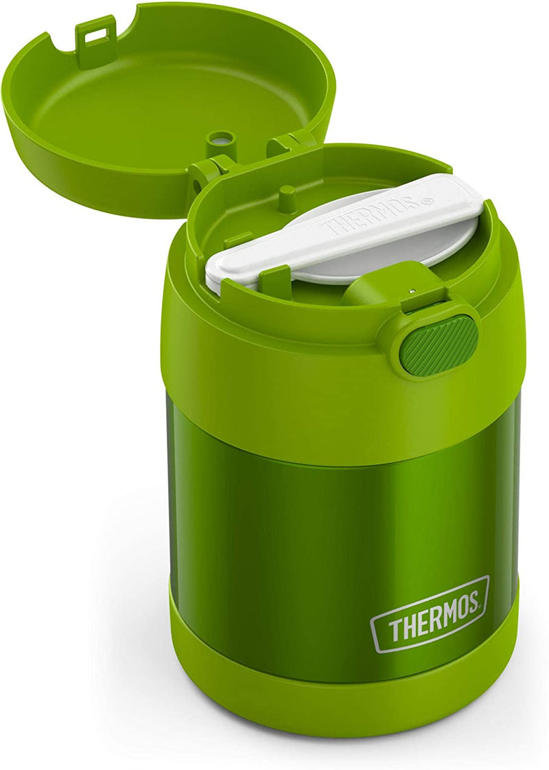 THERMOS FUNTAINER 10 Ounce Stainless Steel Vacuum Insulated Kids Food Jar with Folding Spoon, Lime