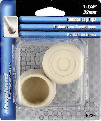 1-1/4 inch white rubber leg tips, ideal for protecting furniture legs and floors. These durable, non-slip tips provide a secure grip and prevent scratches or damage to surfaces