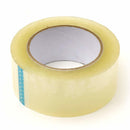 Transparent adhesive tape for shipping and moving, with visible textured edge