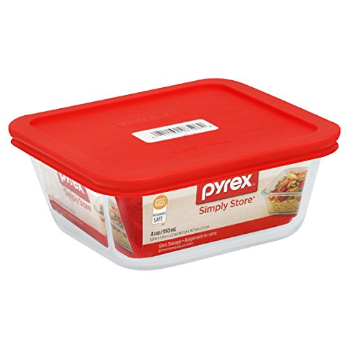 Pyrex Simply Store 4Cup/950ml Square Red PC