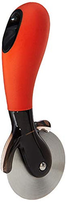 Kitchen gadget: ergonomic pizza wheel cutter with a wide, easy-grip red handle and a durable cutting blade.