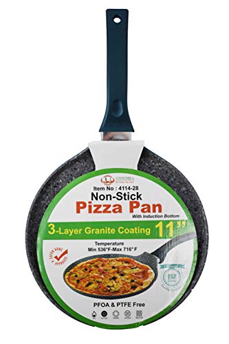 UNIWARE Non-Stick Pizza Pan with Induction Bottom, 3-Layer Granite Coating, 11-Inch