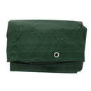 A PXpro brand medium-duty 5 mil green tarp, new in its clear plastic packaging with a white and green cardboard wrap, indicating its size as 12ft x 16ft (3.66m x 4.88m), displayed against a white background.