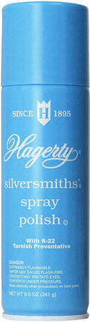 8.5oz spray bottle of Hagerty Silversmiths Silver Polish on a white background.