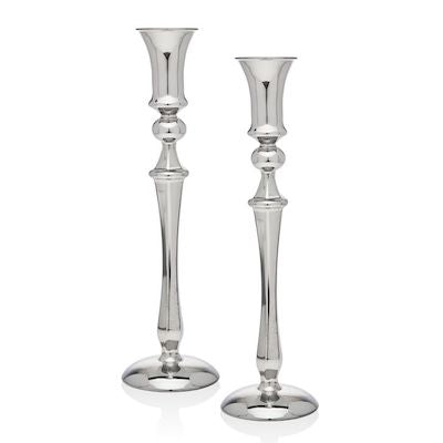 Classic 10 Inch Glass Candle Stick Silver 2pk