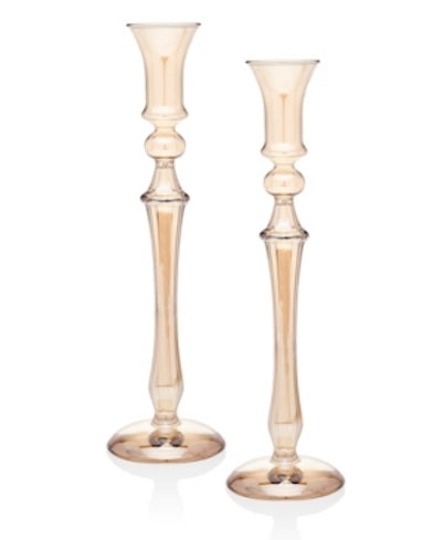 Classic 10 Inch Glass Candle Stick Gold 2pk