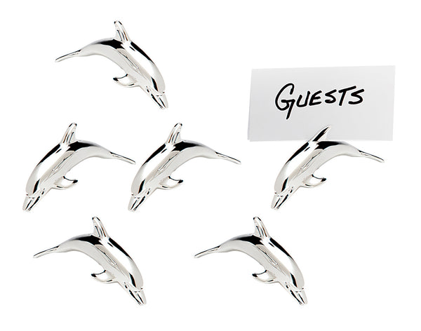Stainless Dolphin Place Card Holders S/6