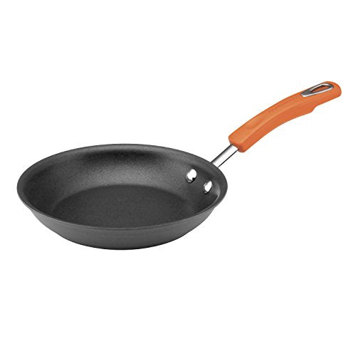 Rachael Ray Brights Hard Anodized Nonstick Frying Pan / Fry Pan / Hard Anodized Skillet - 8.5 Inch, Gray with Orange Handles