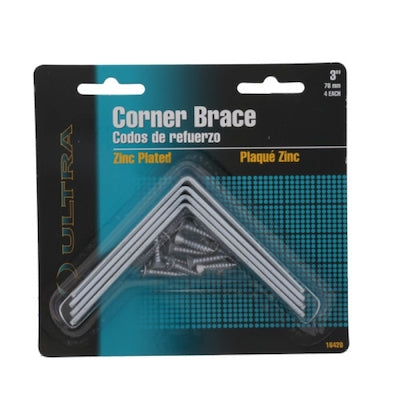 Corner brace zinc plated 3" 4pk