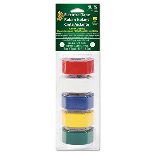 Duck Electrical Tape 3/4" X 12' 1-Inch Core Assorted 5/Pack