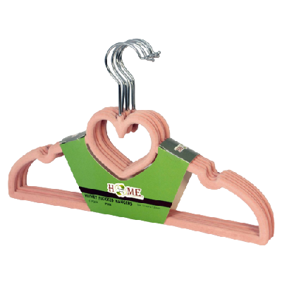 Children's Velvet Flocked Hangers Pink 6pk