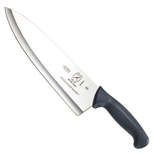 Mercer Culinary Millennia Black Handle, 10-Inch Wide Hollow Ground, Chef's Knife