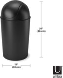 Umbra 086711-040 Grand Swing Top Garbage Large Capacity 10 Gallon Kitchen Trash Can with Lid, Indoor/Outdoor Use, Black