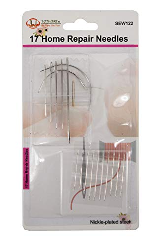 Uniware 17 Home Repair Needles, Nickle-Plated Steel, Assorted Sizes and Shapes