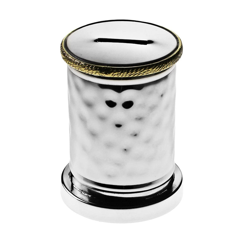 Classic Touch MICB38 Hammered Stainless Steel Round Charity Box