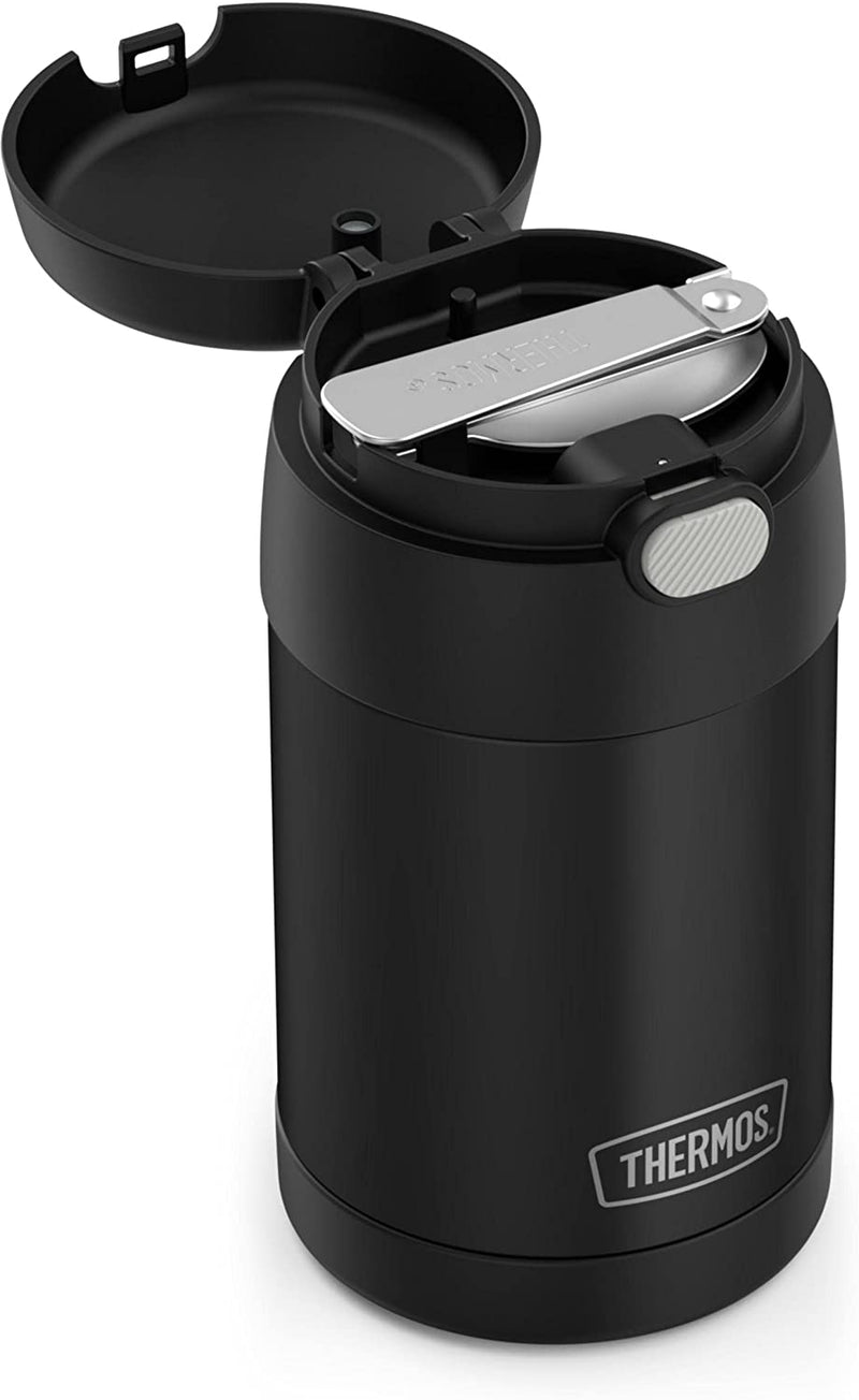 THERMOS FUNTAINER 16 Ounce Stainless Steel Vacuum Insulated Food Jar with Folding Spoon, Black Matte