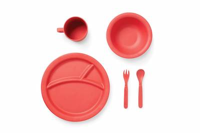 Bamboo Dinner Set 5pc Red