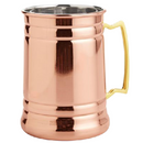 Copper-plated stainless steel mug with a gold-toned handle, featuring a classic tankard-style design and a polished finish.