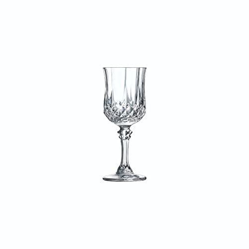 Cristal D'arques Éclat Paris - Longchamp Collection - 6 Kwarx Stemmed Glasses, 6cl - Brilliance, Complete Transparency and High Durability - Iconic Diamond-Tipped Moldings - Made in France