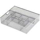YBM HOME stainless steel mesh cosmetic organizer with six compartments, displayed on a white background.