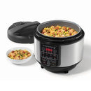 Large-capacity 8.5-quart Starfrit electric pressure cooker with a digital display and multiple cooking presets, designed for fast and convenient meal preparation.