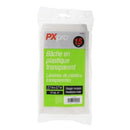 Clear plastic drop cloth from PX Pro, 1.5 mil thickness, ideal for protecting surfaces during painting or other projects. Size 9 ft x 12 ft.