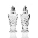  Godinger Dublin clear crystal salt and pepper shaker set with classic faceted design on a white background.