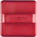 Top view of the Rachael Ray stainless steel box grater in red, shown on a white background.