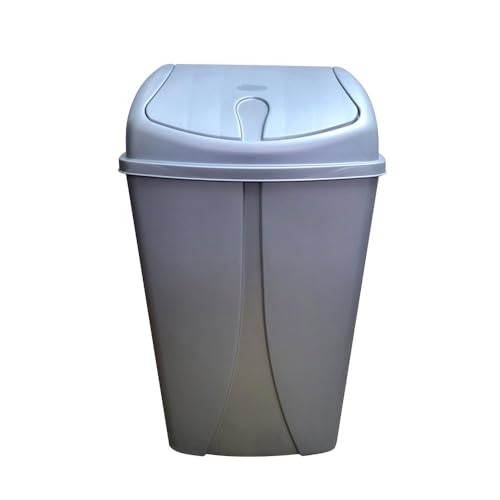 Portable Plastic Trash Can with Dual Swing Lid, Swing Top Trash Can, 2.5 Gal, Black