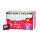 Set of 72 classic white Ner Mitzvah 6-inch candles with tapered tips, standing upright on a white background.