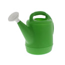 Green plastic 2-gallon watering can with two ergonomic handles and a removable spout, shown on a white background.