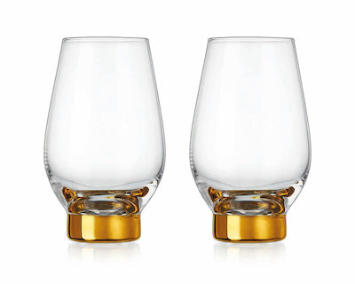 Crystal Wine Glasses 2pkj Gold Bottom