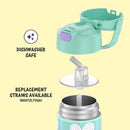 THERMOS FUNTAINER 12 Ounce Stainless Steel Vacuum Insulated Kids Straw Bottle, Purple Hearts