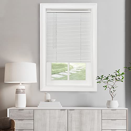 Cordless Light Filtering Mini Blind - 28 Inch Width, 72 Inch Length, 1" Slat Size - Pearl White