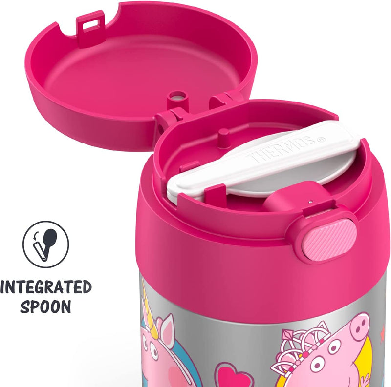 THERMOS FUNTAINER 10 Ounce Stainless Steel Vacuum Insulated Kids Food Jar with Spoon, Peppa Pig