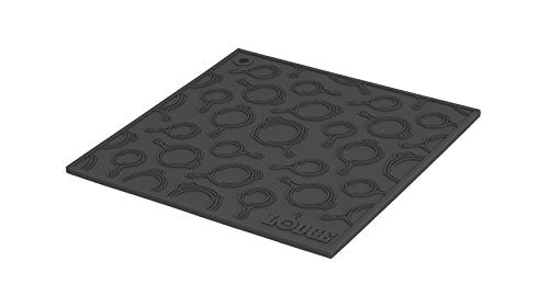 7 Inch Square Silicone Skillet Pattern Trivet, Black